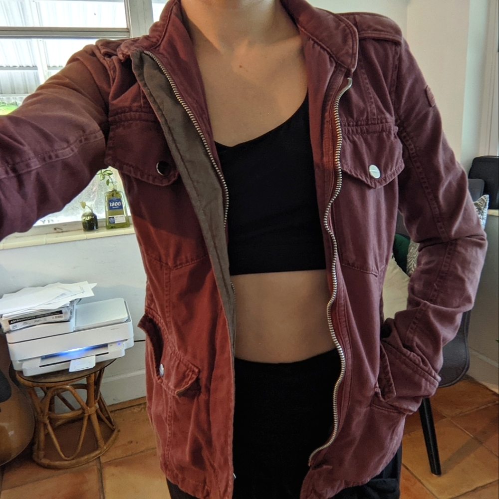Abercrombie & Fitch Burgundy Utility Outwear Jacket XS